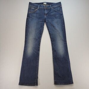 Hudson Jeans Womens 31 Blue Beth Baby Boot Low Rise Dark Wash Flap Pocket Denim